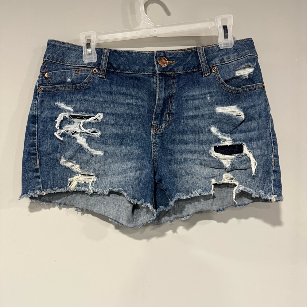 Maurices Blue Distressed Jean Shorts
